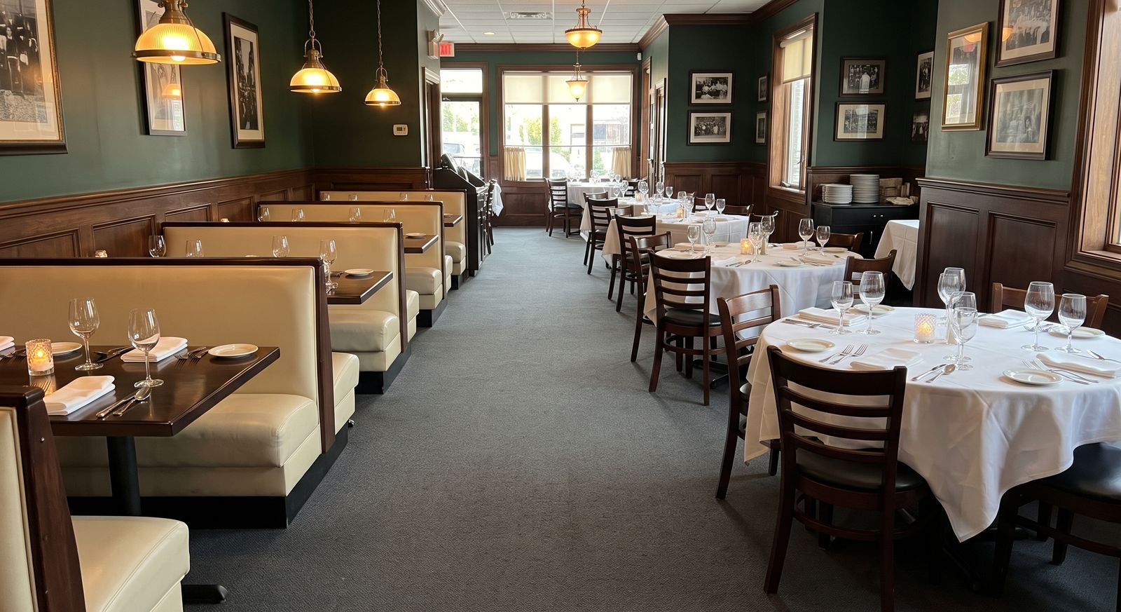 After cleaning, restaurant dining room carpet